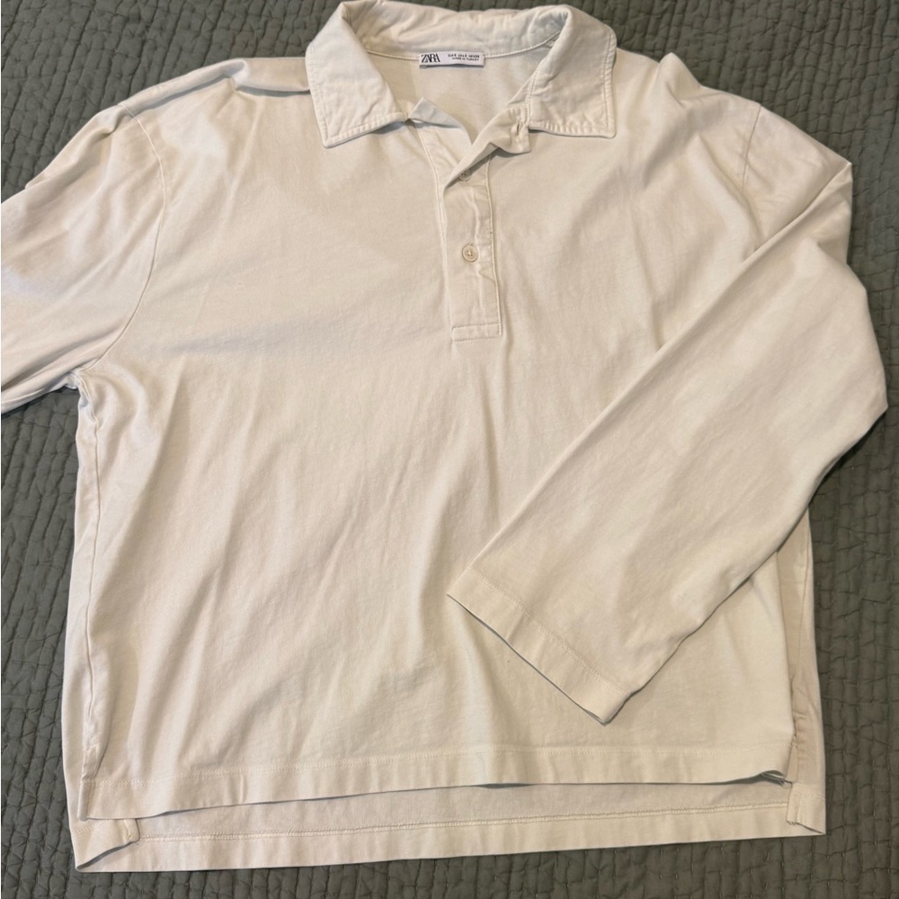 Zara Men's Light Green Long Sleeve Shirt